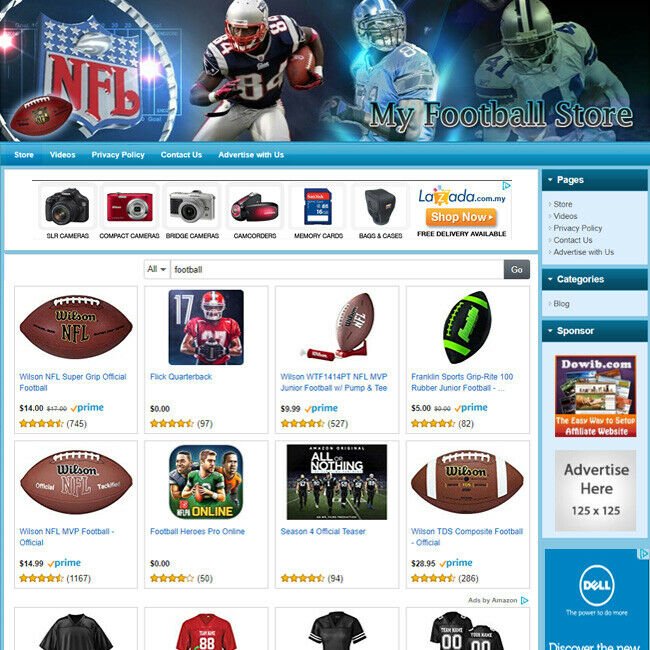 NFL FOOTBALL STORE - Online Business Website For Sale Free Domain Name