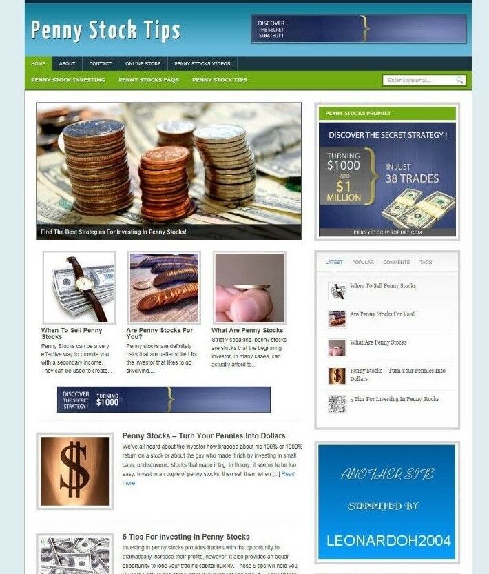 PENNY STOCKS TIPS WEBSITE/BLOG WITH AFFILIATE OPTIONS & NEW DOMAIN
