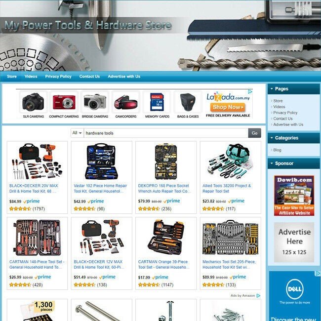 POWER TOOLS & HARDWARE STORE - Home-based Affiliate Business Website For Sale!