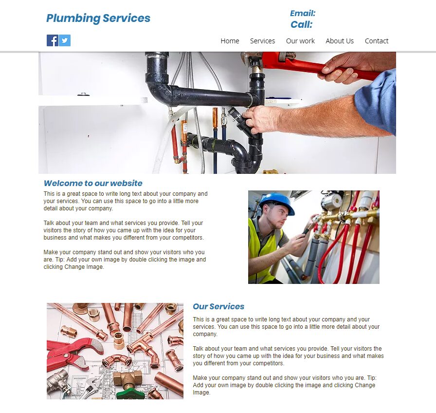 Plumbing Business Website, Leaflet Template Business For Sale | Plumbers Website