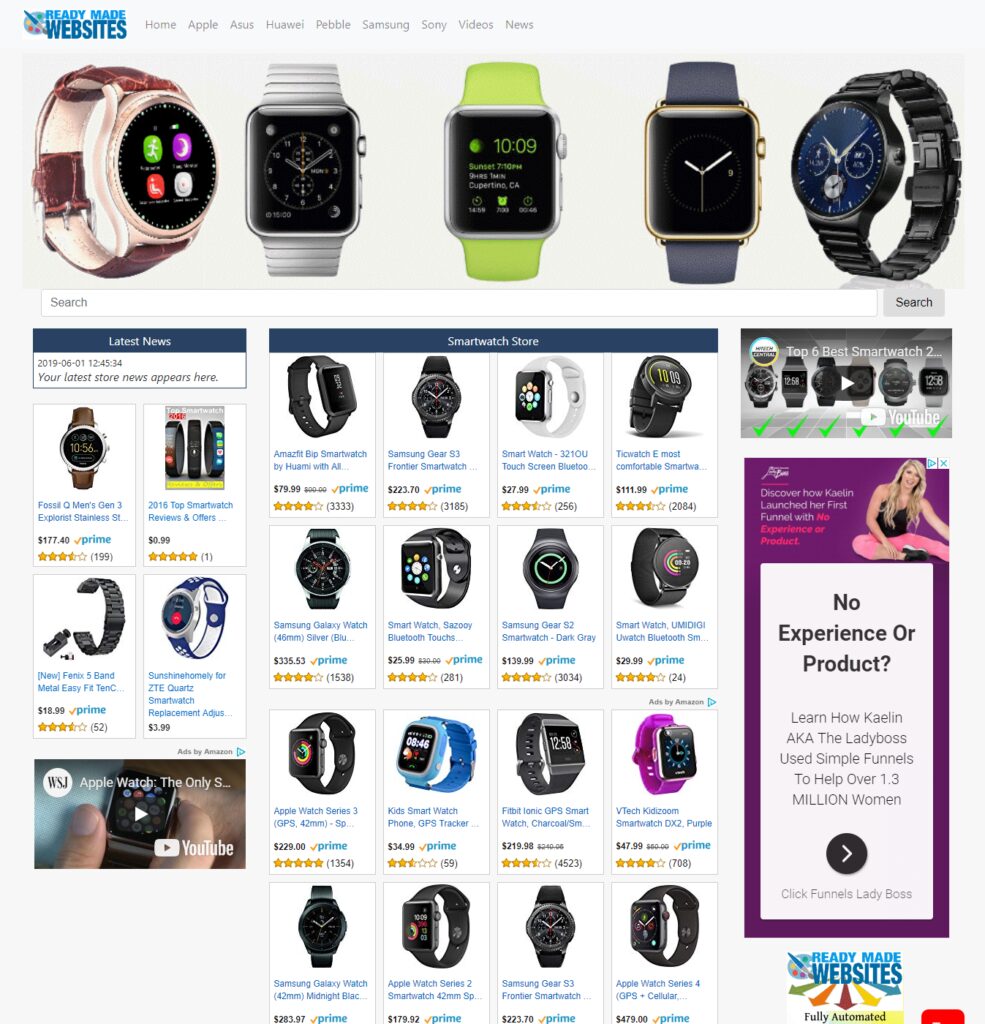 Ready Made Amazon Affiliate Smartwatch Store OR Any Niche Free Installation