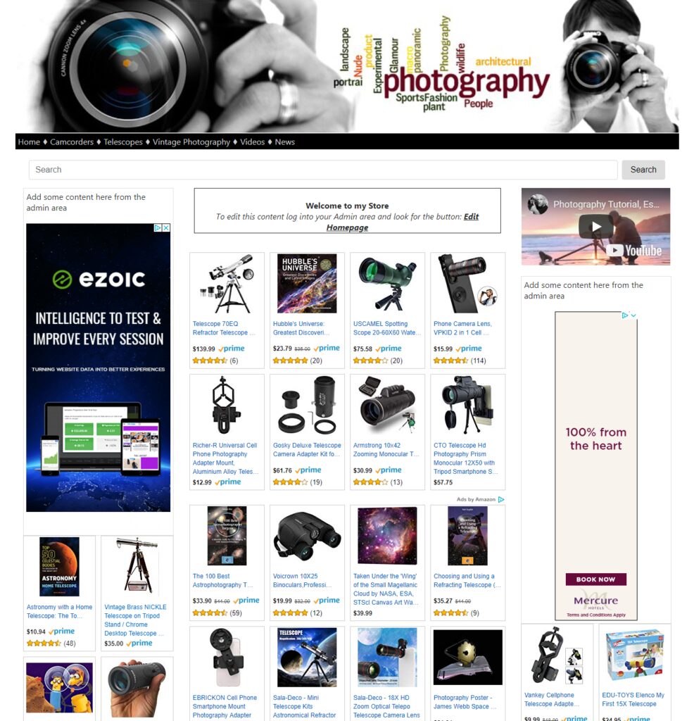 Ready Made Website Affiliate Photography Affiliate Store Make Cash on Autopilot
