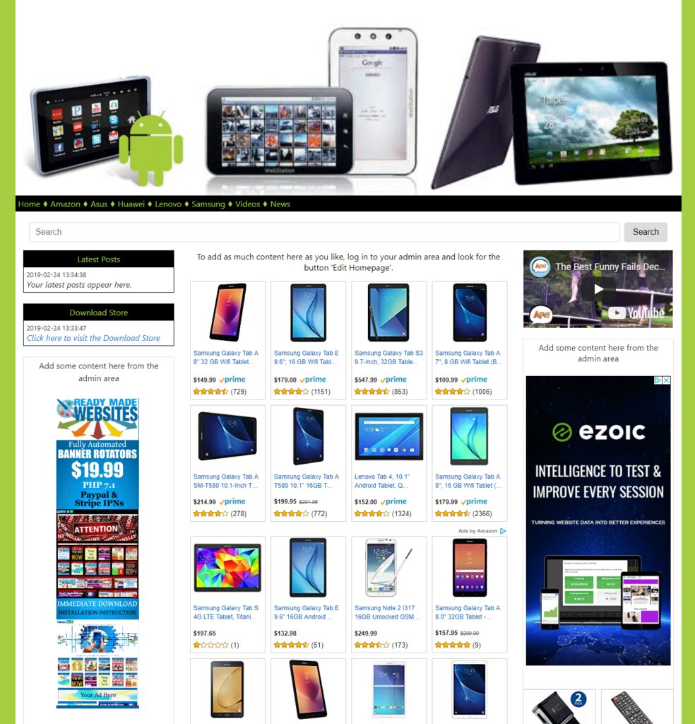 Ready Made Website Amazon Affiliate Dropship Android Tablets Store