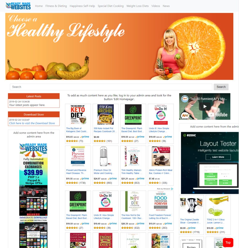 Ready Made Website Amazon Affiliate Healthy Lifestyle Automated Store