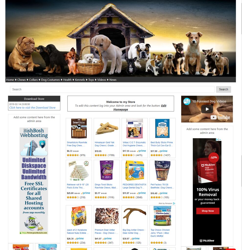 Ready Made Website Dog Supplies Affiliate Store Make Cash on Autopilot