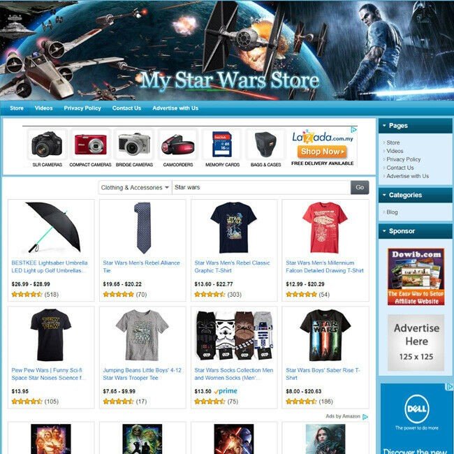 STAR WARS TOYS & GAMES STORE - Make Money with e-Commerce Dropship Website, HOT!