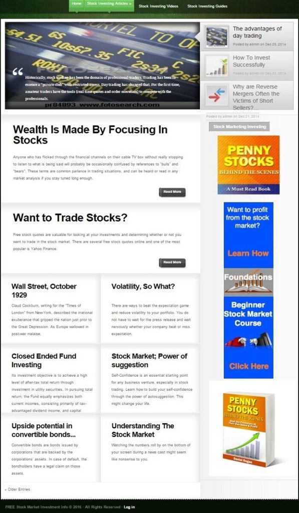 STOCK MARKET HELP WEBSITE BUSINESS FOR SALE. TARGETED CONTENT INCLUDED