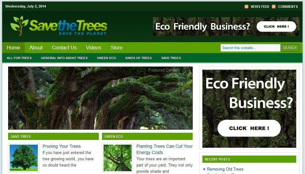 Save The Trees Eco Business  Affiliate Website Free Installation + Hosting