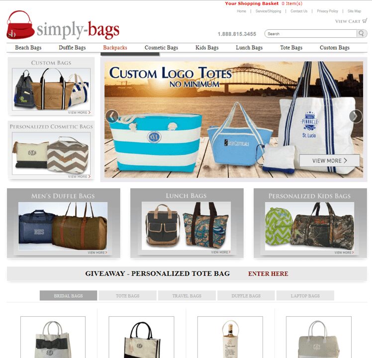 Simply Bags Website & Social Media Accounts