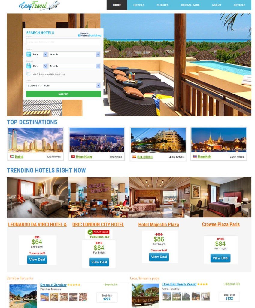 Travel HOTEL, FLIGHT & CAR Search Engine WebSite