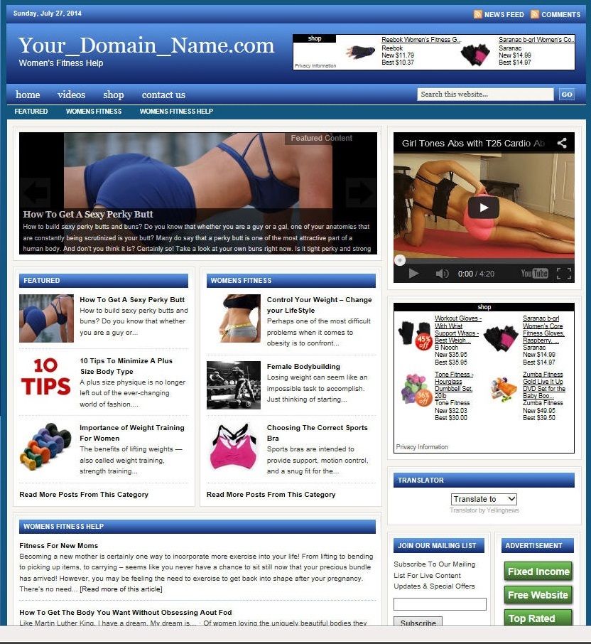 WOMEN'S HEALTH & FITNESS BLOG WEBSITE FOR SALE! TARGETED CONTENT INCLUDED