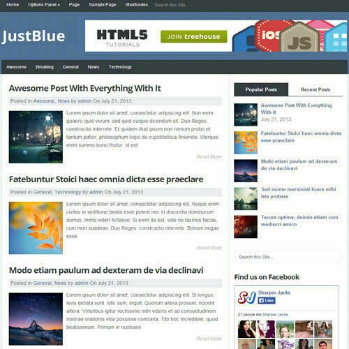 WordPress 'JUSTBLUE' Website News / Magazine Theme Business (FREE HOSTING)