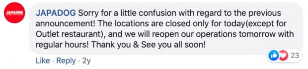 JAPADOG responds to confusing Facebook post suggesting they were closing down.