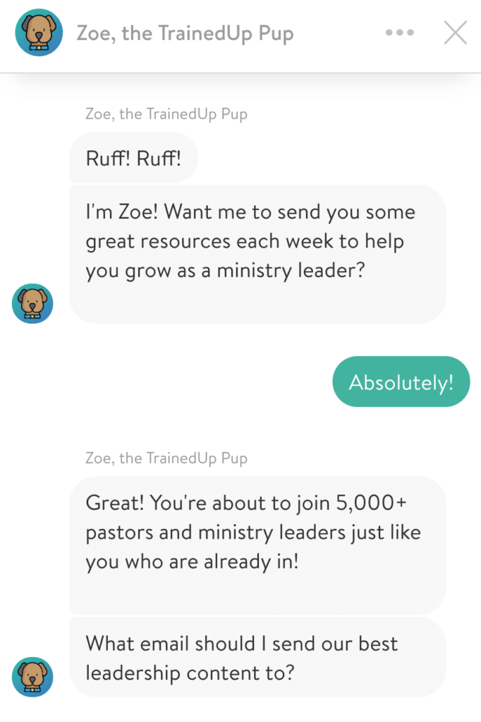 Zoe, the TrainedUp Pup chatbot