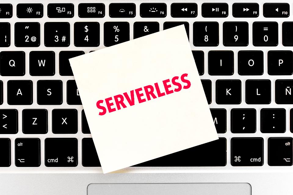 Concept of Serverless computing technology with keyboard on the background
