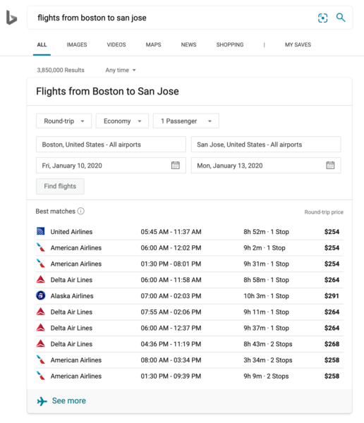 Bing partners with flight booking sites to bolster flight search offerings