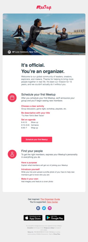 Basic Schedule layout confirmation email for events example
