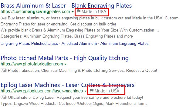 'Made in USA' ad extensions spotted on Bing