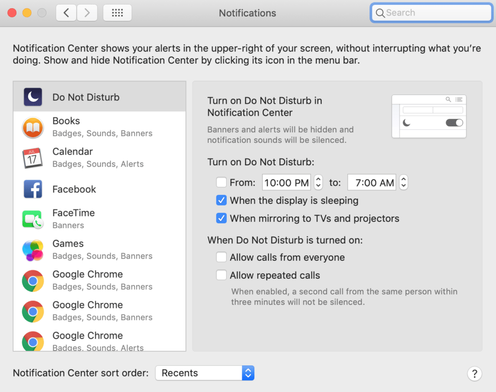 screen sharing tips - how to turn on do not disturb on mac