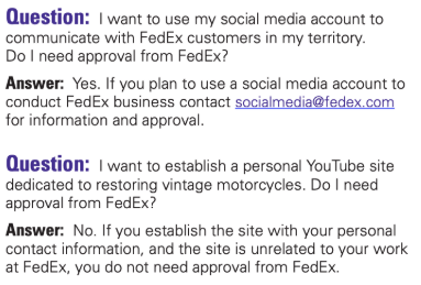 FedEx social media policy
