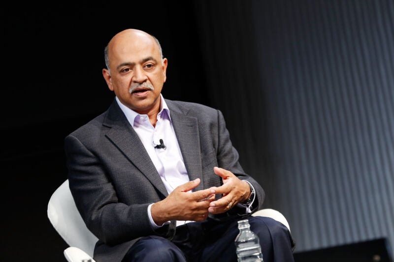IBM CEO Arvind Krishna speaking at a conference in 2016, when he was SVP and director at IBM Research.