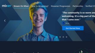 Popular streamer Ninja is seen in this promo page on the Mixer website