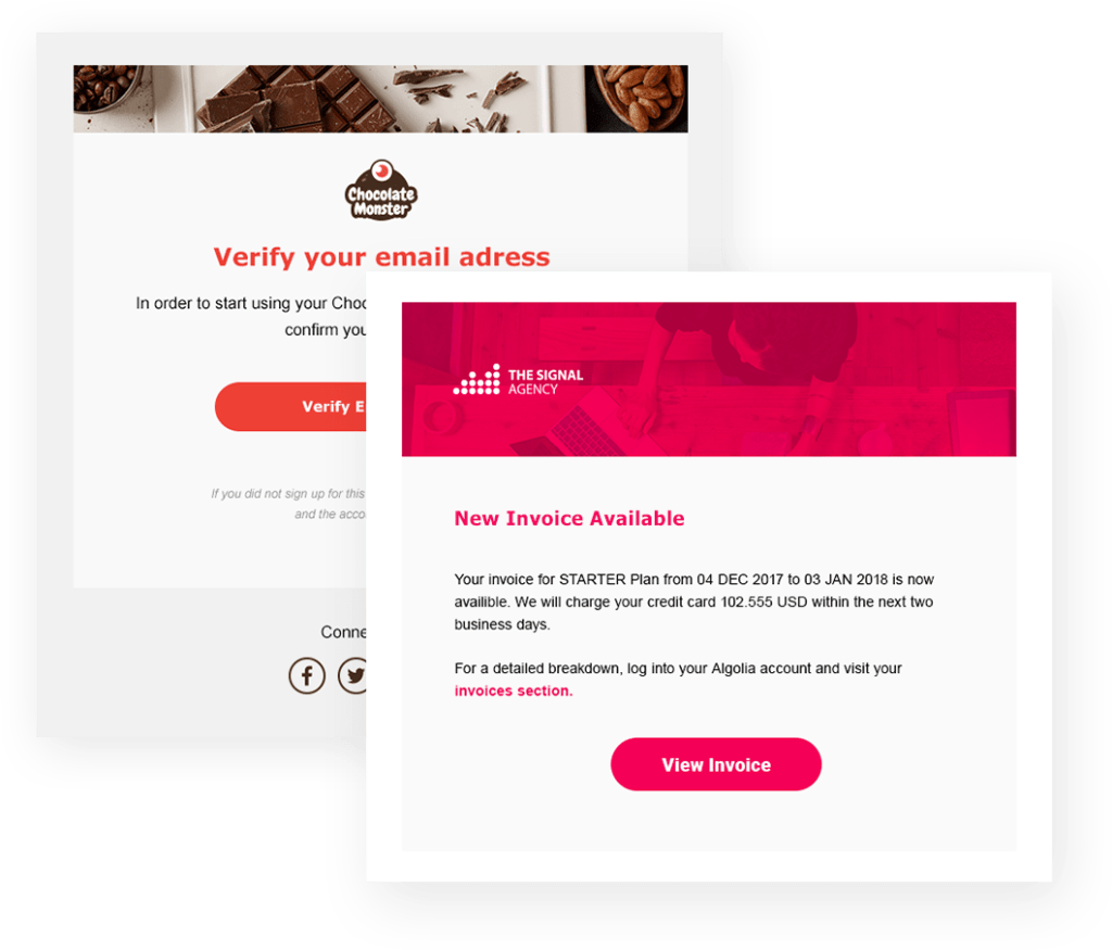 transactional email examples by GetResponse